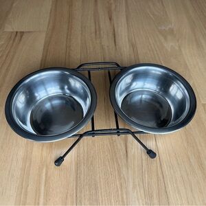Stainless Steel Double Pet Bowl with Stand